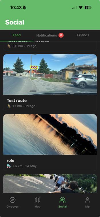 Trackster social feed of friends' activities